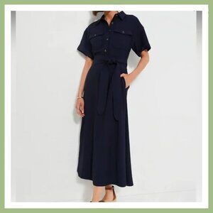 Tuckernuck Navy Lucienne Midi Shirt Dress Size XS